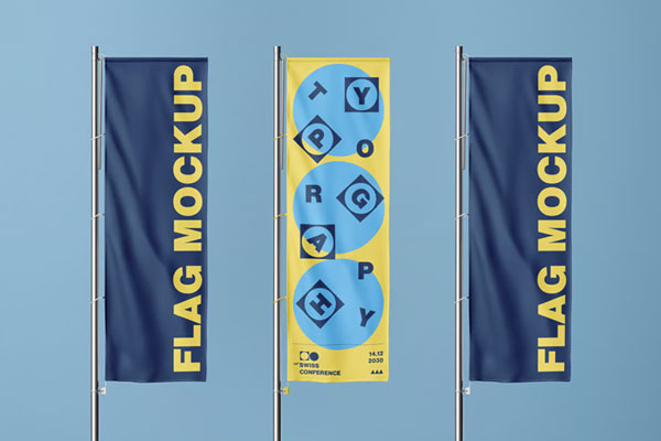 Vertical Flag Mockup