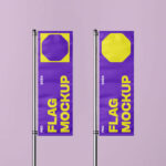 Vertical Flag on Pole Mockup