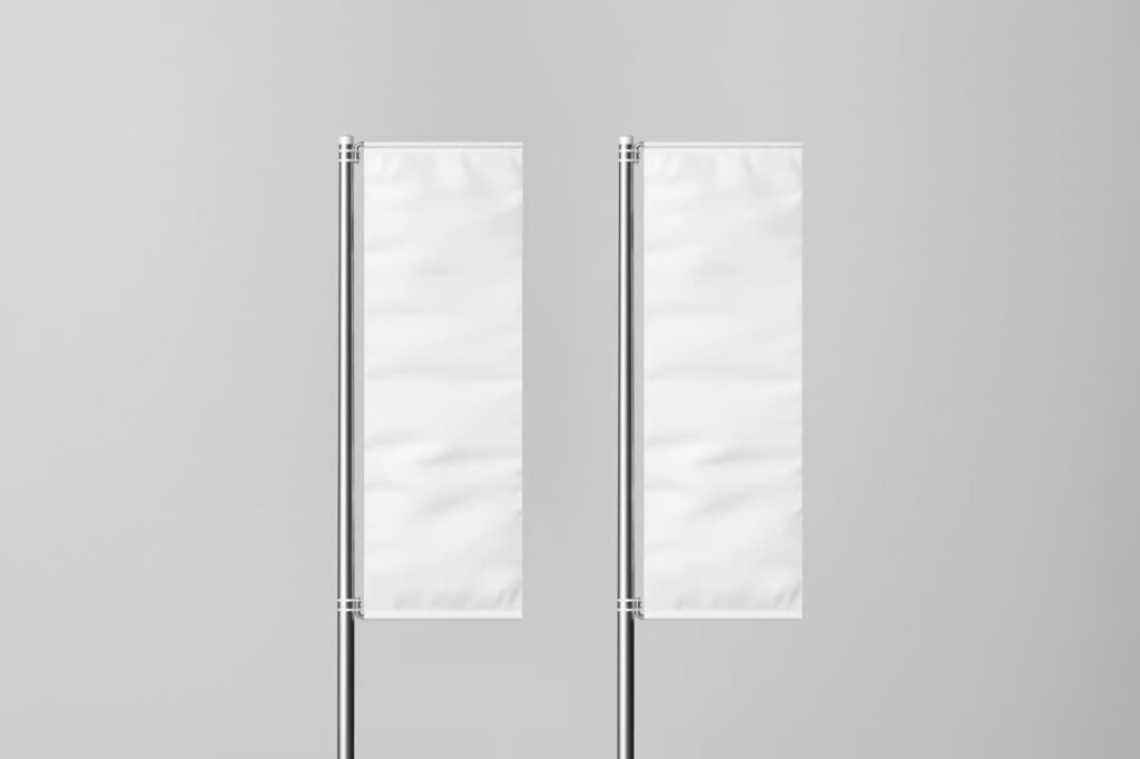Vertical Flag on Pole Mockup