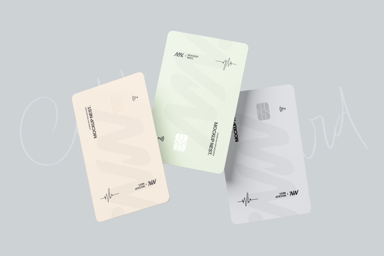 Free Vertical Floating Credit Card Mockup PSD Template