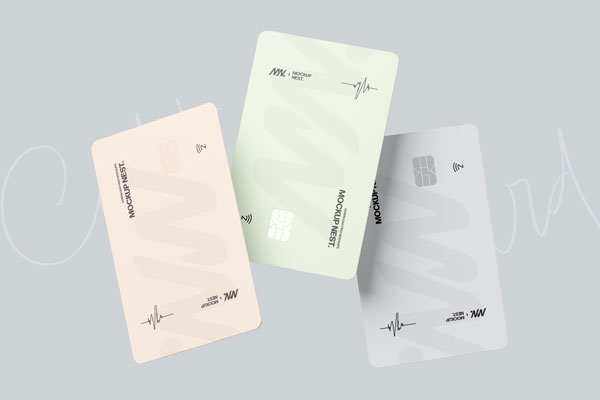 Vertical Floating Credit Card Mockup