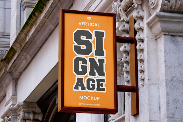 Vertical Framed Sign Mockup