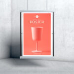 Vertical, Hanging Advertising Banner Mockup in the Front View