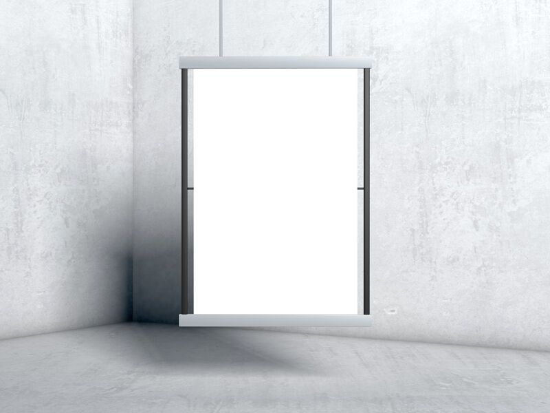 Vertical, Hanging Advertising Banner Mockup in the Front View