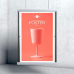 Vertical, Hanging Advertising Banner Mockup in the Front View