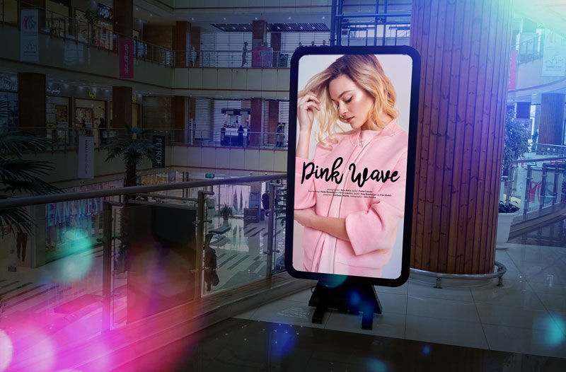 Vertical Indoor Billboard Mockup