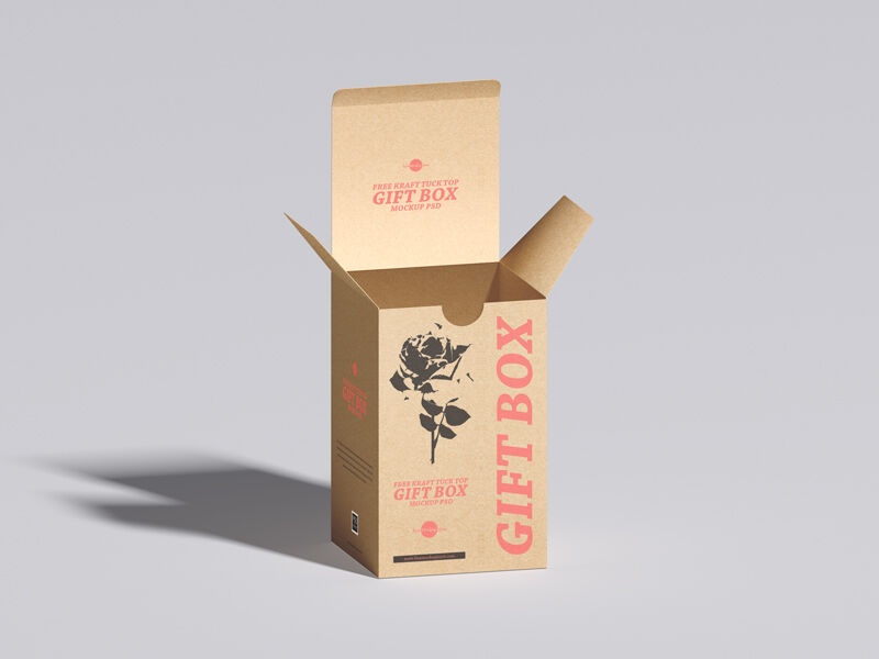 Vertical Open Gift Box Packaging Mockup