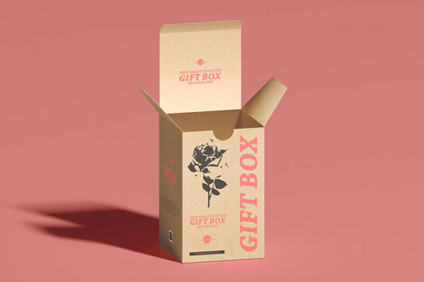 Vertical Open Gift Box Packaging Mockup