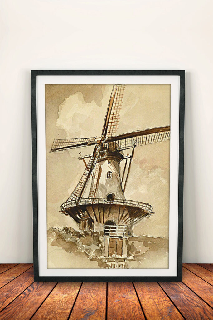 Vertical Photo Frame Leaning Against the Wall in Front View Mockup