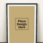 Vertical Photo Frame Leaning Against the Wall in Front View Mockup