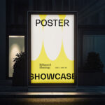 Vertical Poster Lightbox Mockup at Night