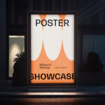 Vertical Poster Lightbox Mockup at Night