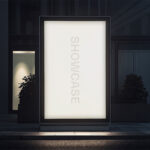Vertical Poster Lightbox Mockup at Night