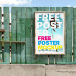 Vertical Poster Mockup on Wooden Wall in Facing View