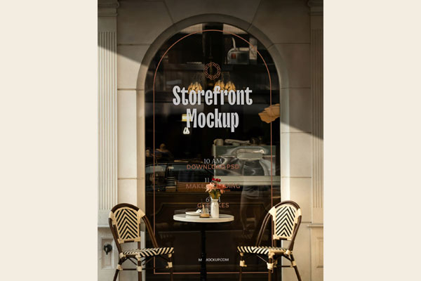 Vertical Restaurant Window Mockup
