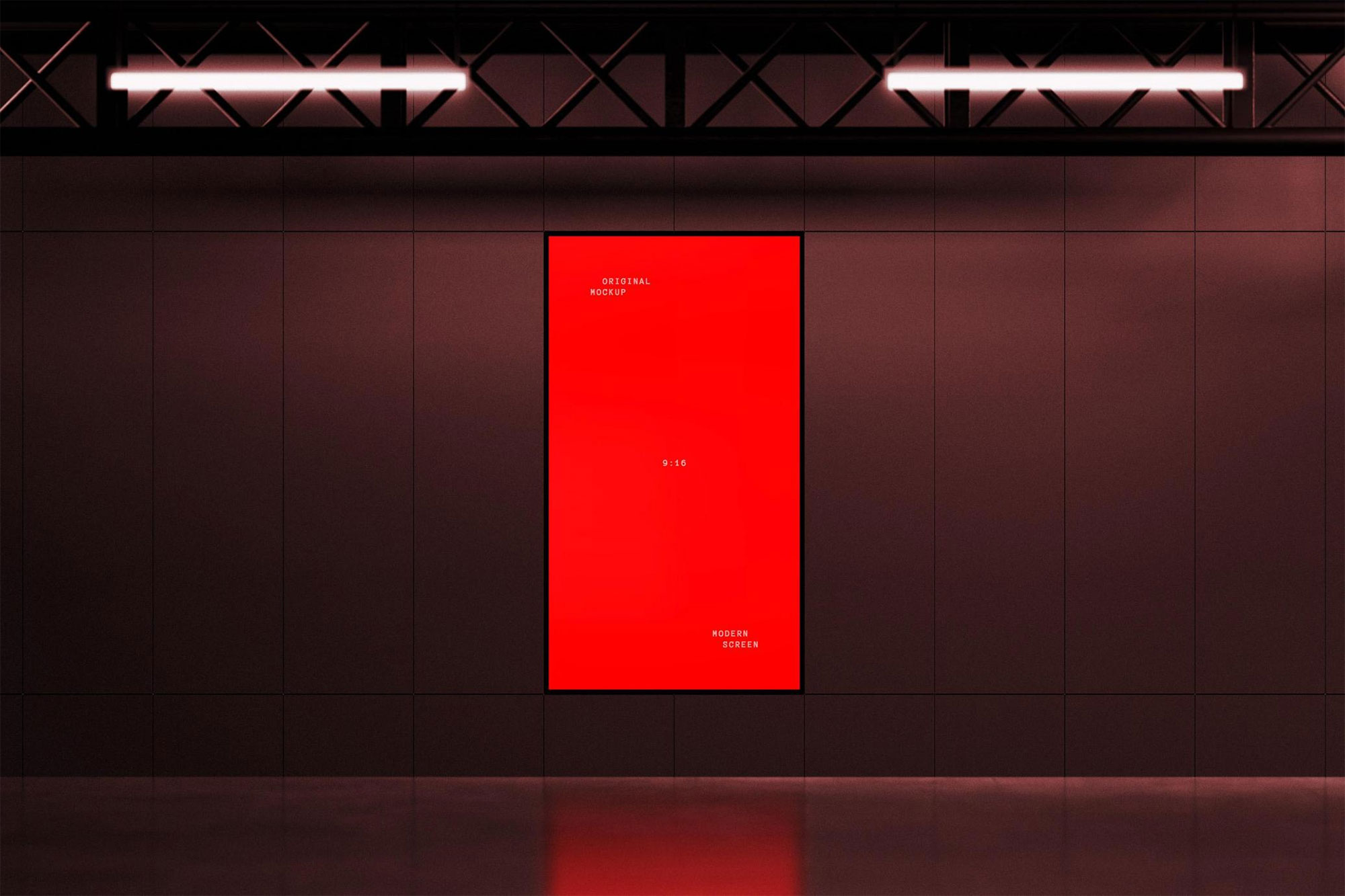 Free Vertical Screen Display Mockup PSD Template