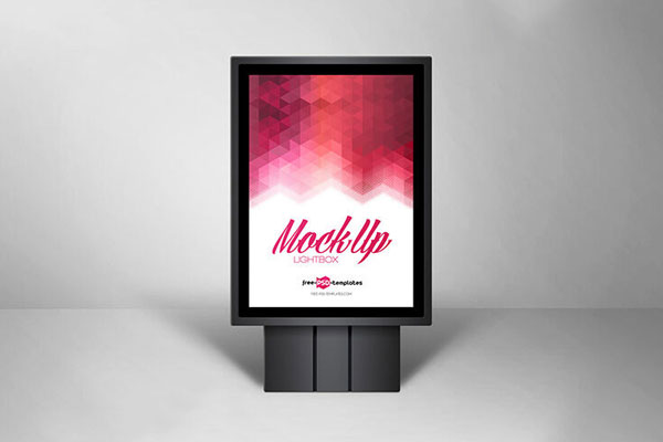 Vertical Signage Standing in the Front View Indoors Mockup