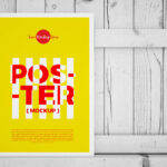 Vertical Standing Poster on Wood Mockup