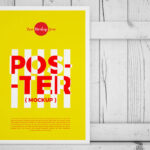 Vertical Standing Poster on Wood Mockup