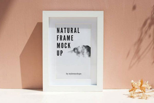 Vertical Wooden Picture Frame Mockup