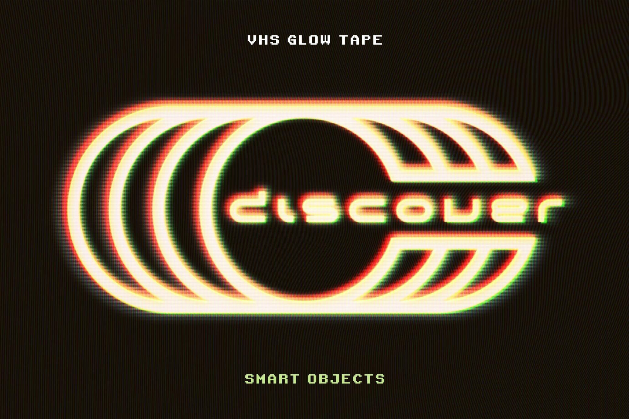 Free VHS Glowing Tape Text Effect / Logo Mockup PSD Template