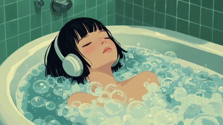Vintage Anime Girl Bathtub