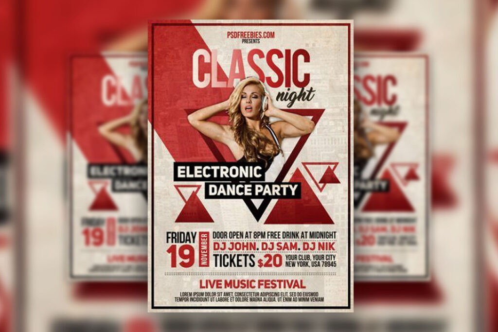 Vintage Border Dance Party Flyer Template