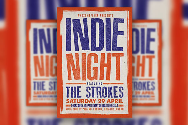 Vintage Faded Indie Music Party Flyer Template