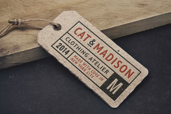 Vintage Label Tag Mockup on a Wooden Board