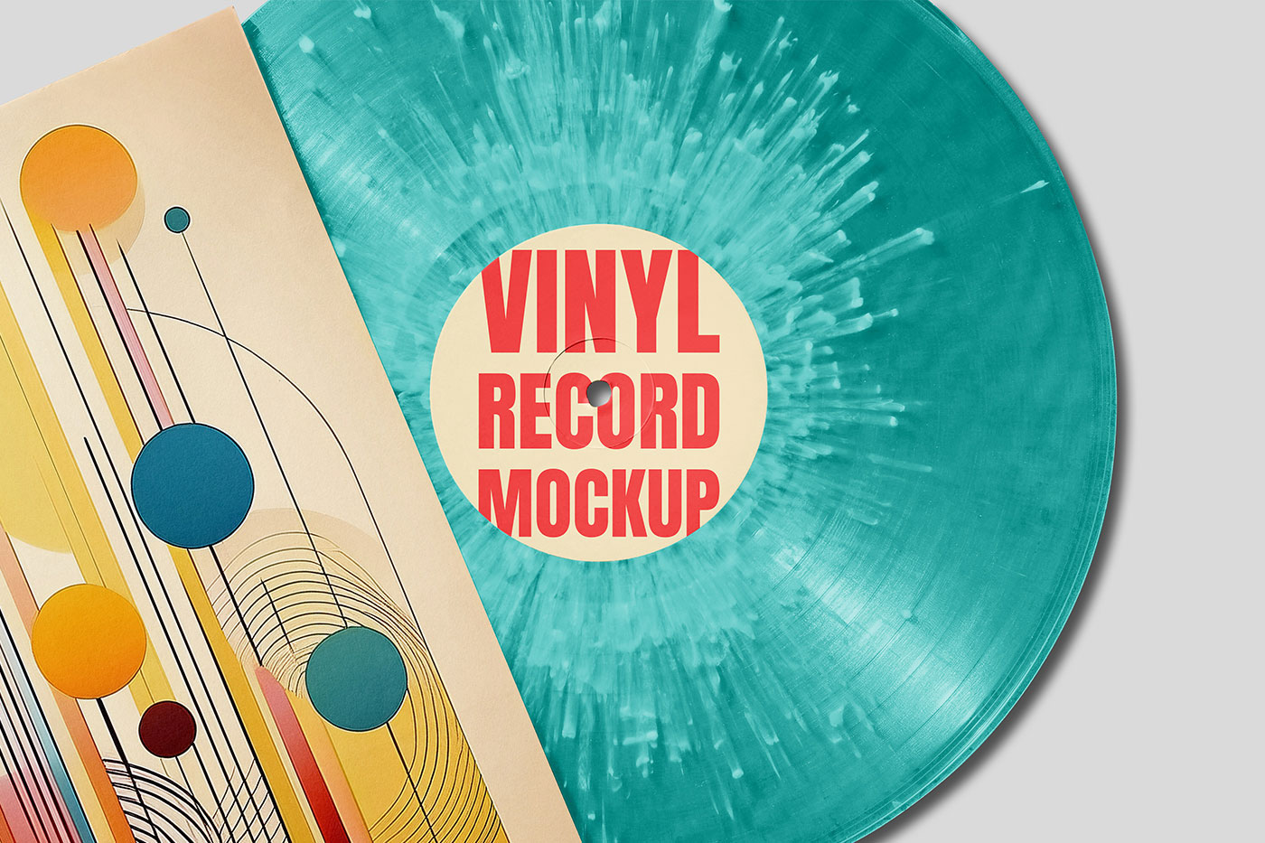 Free Vinyl Record Mockup with Card PSD Template