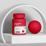 Vitamins and Pills Bottle Mockup on a Stand