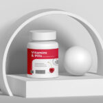 Vitamins and Pills Bottle Mockup on a Stand