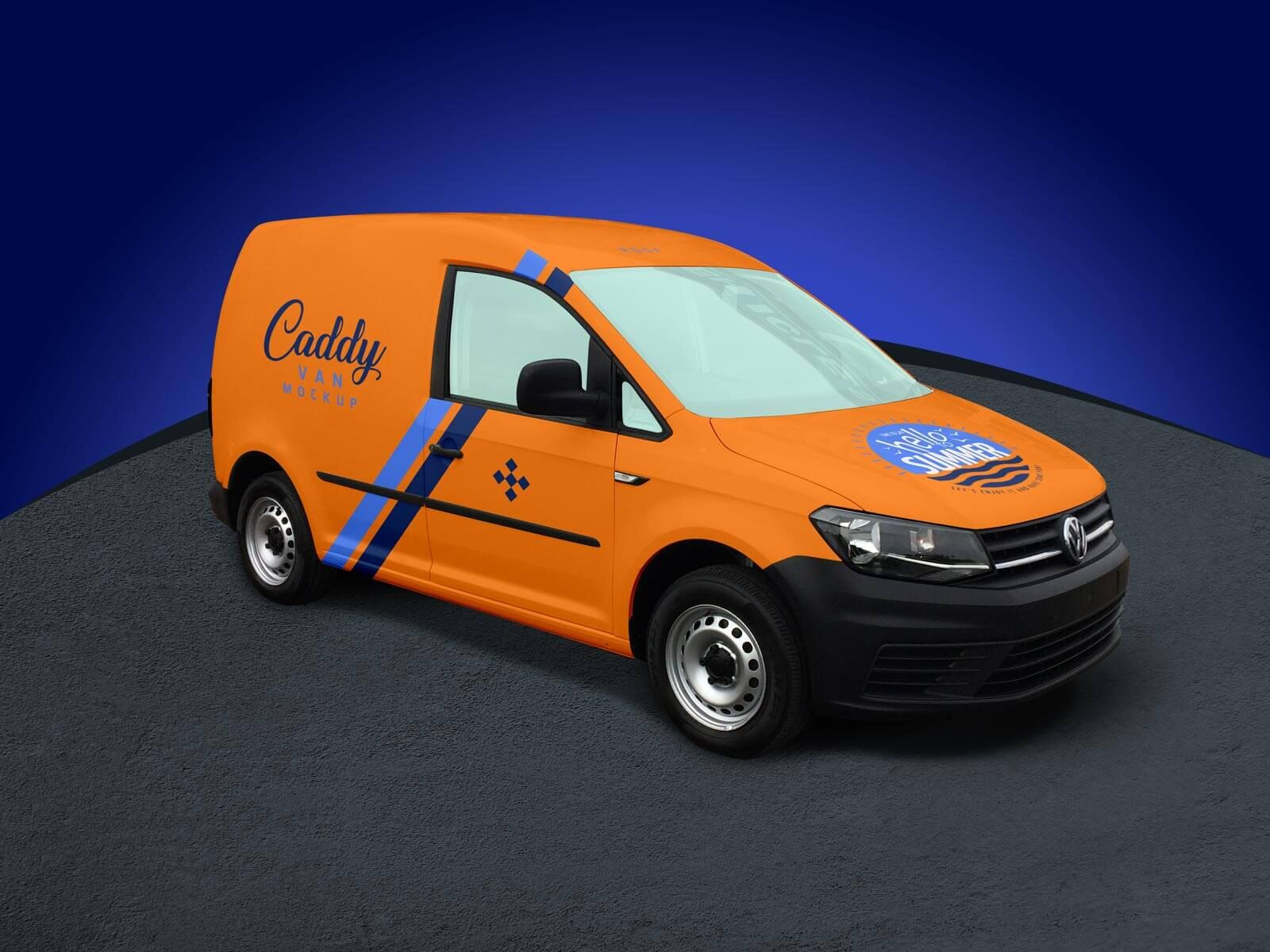 Volkswagen Delivery Caddy Van Vehicle Mockup FREE PSD