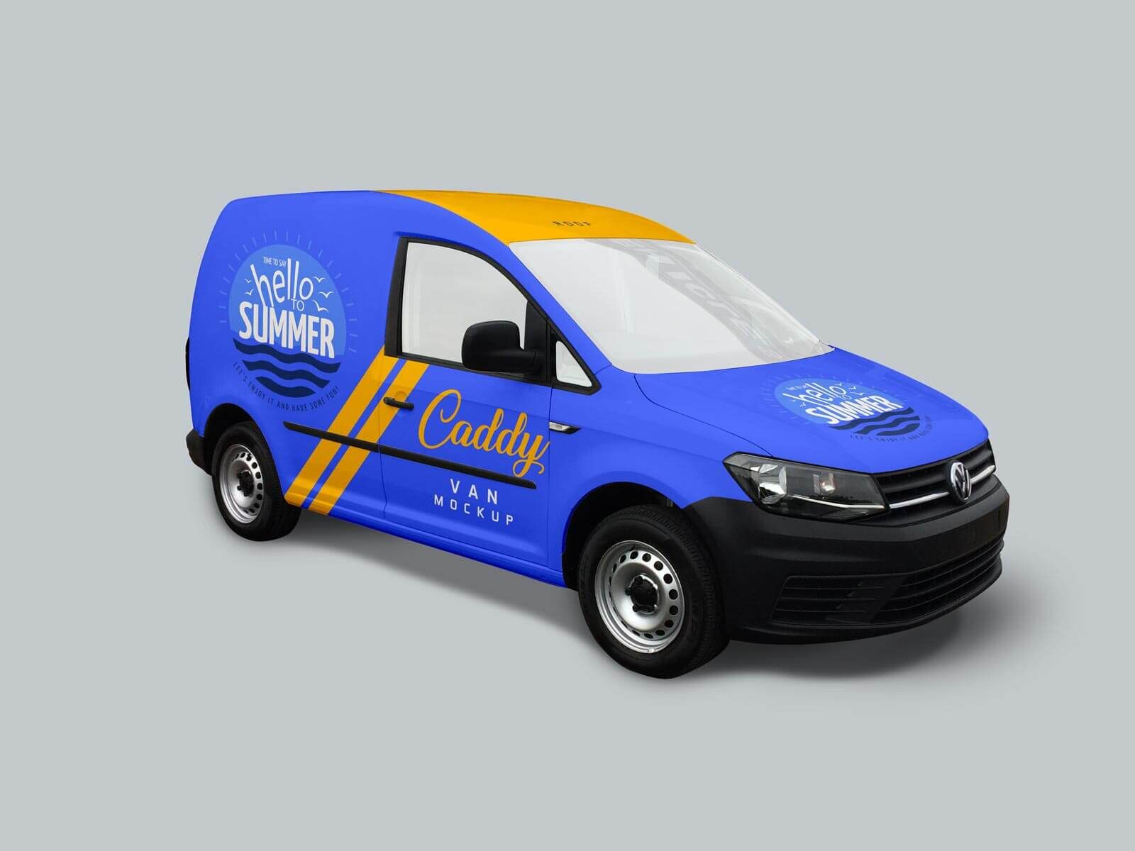 Volkswagen Delivery Caddy Van Vehicle Mockup FREE PSD