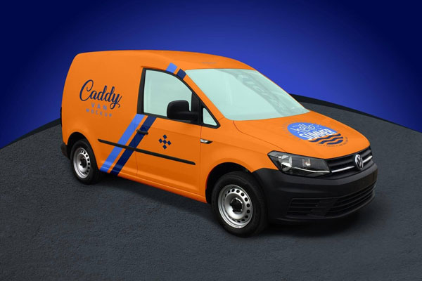 Volkswagen Delivery Caddy Van Vehicle Mockup