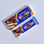 Wafer Bar Packet and Packaging Box in Top View Mockup