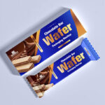 Wafer Bar Packet and Packaging Box in Top View Mockup