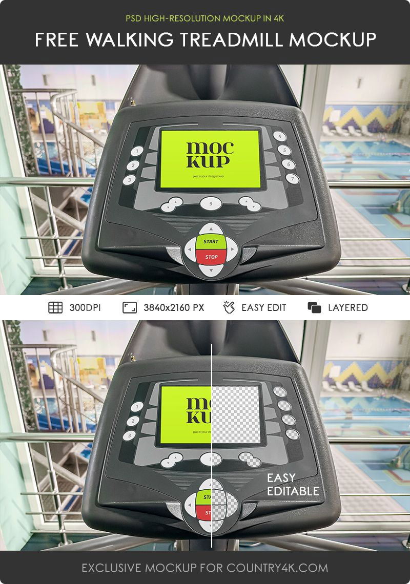 Free Walking Treadmill Mockup PSD Template