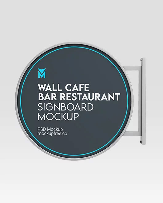 Wall Cafe Bar Restaurant Signboard Mockup