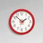 Wall Clock Hung on the Wall Mockup in Front View
