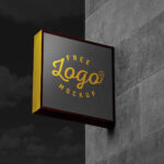 Wall Mounted Dark Sky Square Signage Mockup