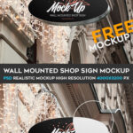 Wall Mounted Oval-Shaped Shop Sign Mockup