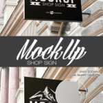 Wall-mounted Square Shop Sign Mockup