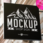 Wall-mounted Square Shop Sign Mockup