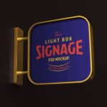 Wall-Mounted Square with Rounded Corners Signage Mockup