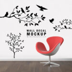 Wall Sticker Mockup with a Chair
