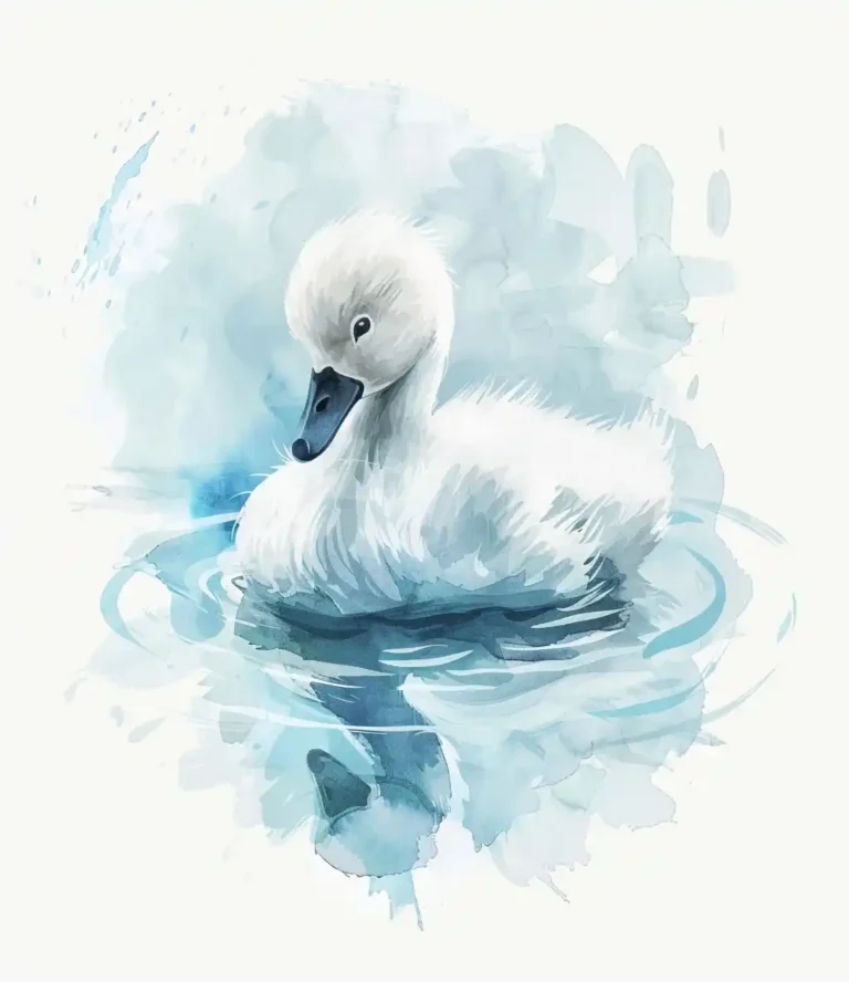 Watercolor Baby Swan Lake ai prompt preview