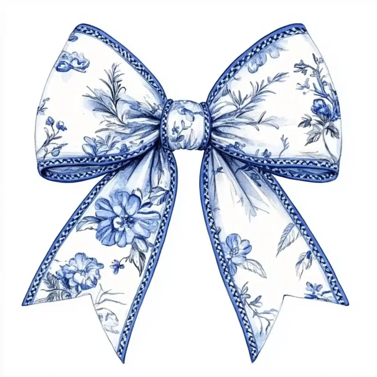 Watercolor Bow with Chinoiserie Print