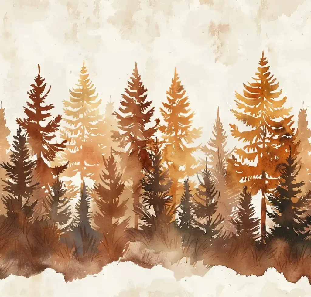 Watercolor Pine Forest