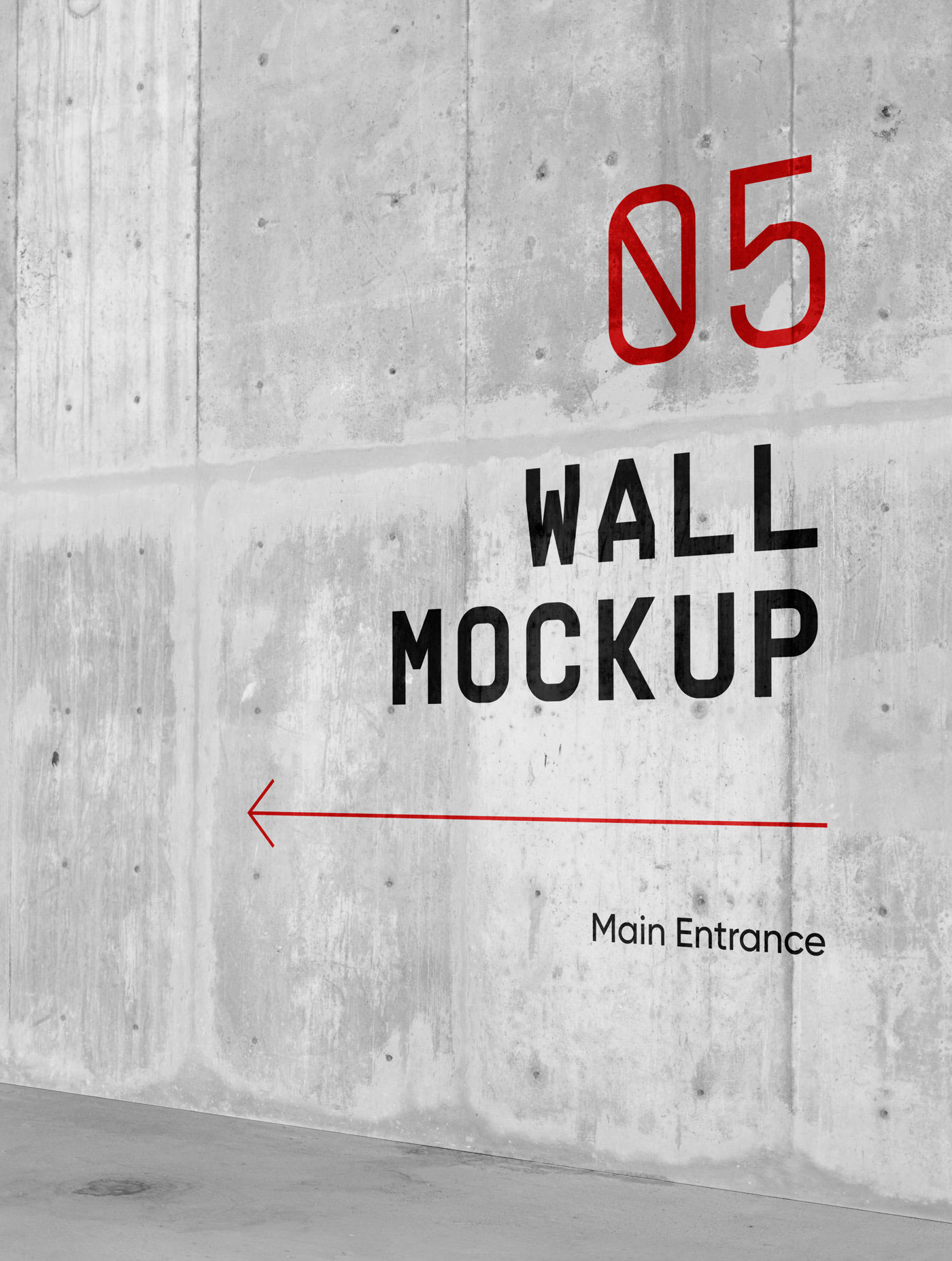 Wayfinding Mockup Perspective View on Concrete Wall FREE PSD